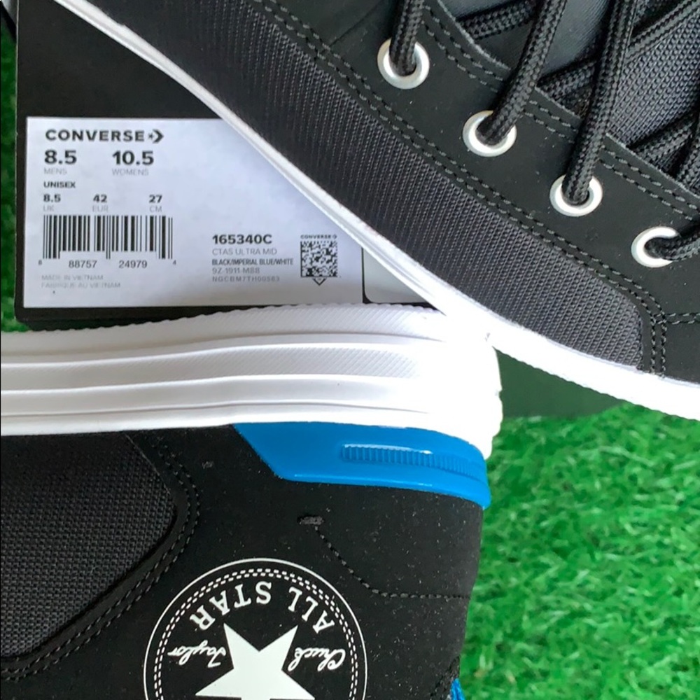 CONVERSE CTAS ULTRA MID BLACK/IMPERIAL BLUE/WHT MN - Picture 16 of 16